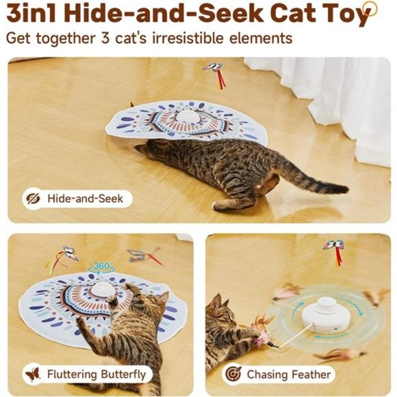 Cat Toys Chargeable, 3in1 Hide and Seek for Kittens, Interactive - Picture 16 of 16